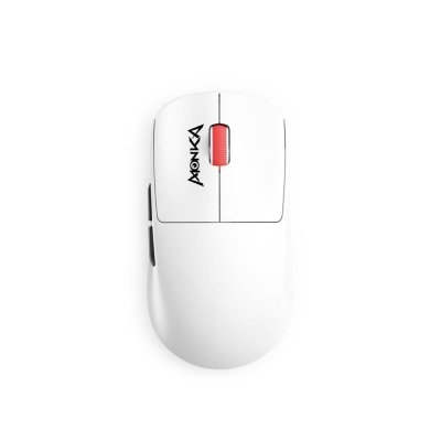 Mysz bezprzewodowa Monka PRIME optyczna 26000dpi 2.4 GHz + Bluetooth biała AKUMULATOR 6 przycisków gaming PixArt PAW3395 Kailh