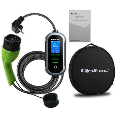 Qoltec Mobilna ładowarka do samochodu elektrycznego EV z regulacją 2w1  Typ2 | 3.5kW | 230V | Wi-Fi | TUYA | SMART LIFE | LCD | 5m