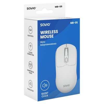 Savio Mysz, myszka  bezprzewodowa MB-05 2.4 GHz Biała