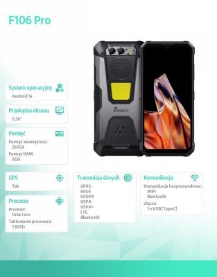 Fossibot Smartfon F106 Pro black CH
