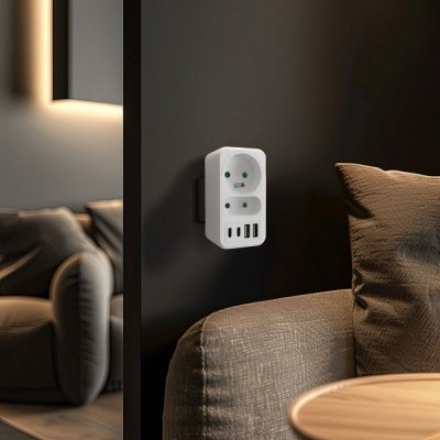 Maclean Rozdzielacz na 2 gniazda MCE249 F/W  2x USB-A 2x USB-C