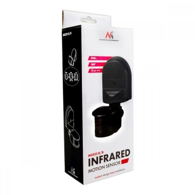 Maclean Czujnik ruchu i zmierzchu MCE25 B/B 180 stopni, max 1200W, z czarną przesłona, 5-12m