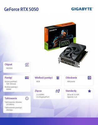 Gigabyte Karta graficzna GeForce RTX 5050 D6 8G 2HDMI/2DP