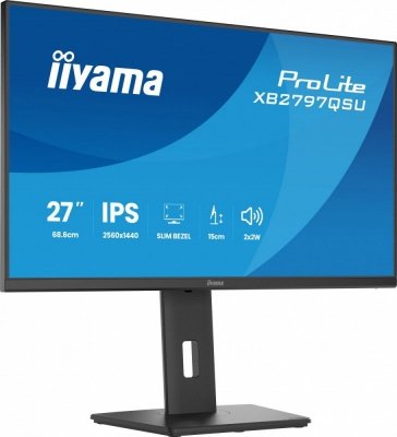 IIYAMA Monitor ProLite  27 cali XB2797QSU-B1 IPS,QHD,2xHDMI,DP,350cd,75Hz,1000:1,     USB HUB,x4 ((2x Type-A v.3.2 Gen 1 (5Gbps, 4.5W) 2x Type-C (5Gbps, 5W))