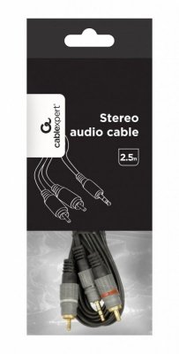 Gembird Kabel stereo minijack 3.5mm na 2*RCA 2.5m pozłacane złącza