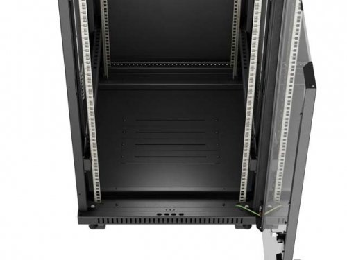 Lanberg Szafa instalacyjna rack stojąca 19" 24U  600x800 czarna drzwi przeszklone LCD ( Flat pack) V2