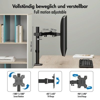 LogiLink Uchwyt do monitora 17 - 32', max 10kg., stalowy