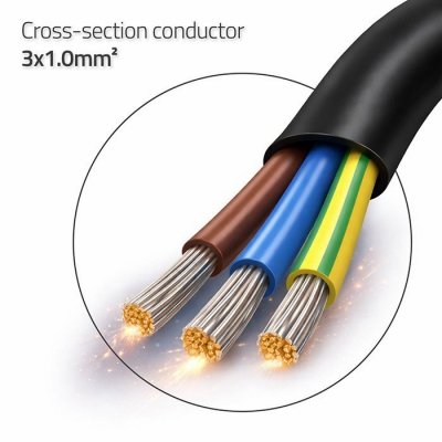 Qoltec Kabel zasilający | wtyczka kątowa SCHUKO CEE 7/7 (E/F) | miedź Cu| odizolowany lutowany | 3x1.0mm2 | 1.8m