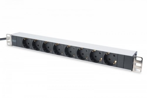 Digitus Listwa zasilająca PDU 19 cali RACK 8xSchuko, 2m 1xSchuko, 16A, aluminiowa