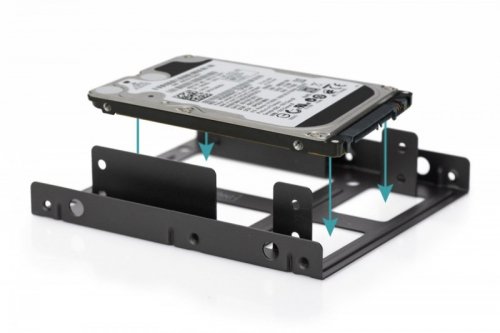 Digitus Ramka montażowa/Adapter SSD/HDD 2x 2.5 cali do 3.5 cali (ATA, SATA, SSD) metalowa ,zestaw, czarna