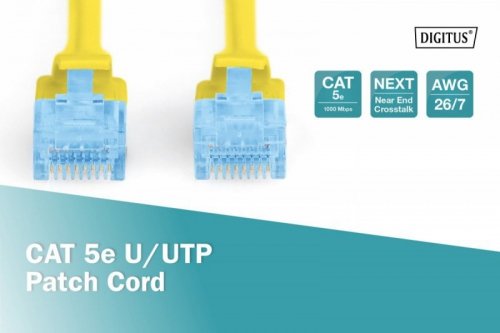 Digitus Patch cord U/UTP kat.5e PVC 5m Żółty