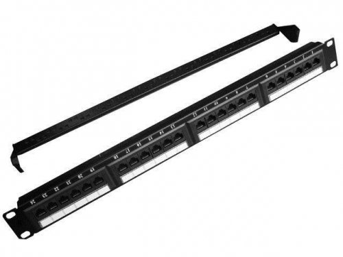 Gembird Patch Panel 24 Porty 1U 19&#039;&#039; Kat.5e z funkcją organizacji kabli  czarny