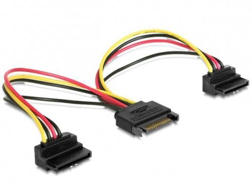 Gembird Kabel SATA zasilający (M)-&gt;2xSATA(F) kątowy 15cm