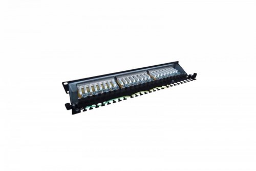 Digitus Patch panel 19 cali 24 porty, kat.6, S/FTP, 1U, wspornik kablowy, czarny (kompletny)