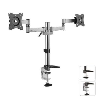 Maclean Uchwyt biurkowy do dwóch monitorów LCD MC-714 13-27 cali 8kg aluminiowy