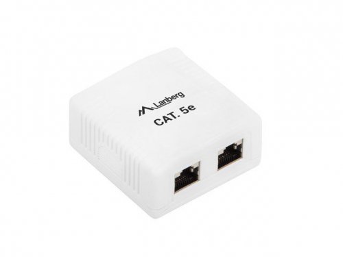 Lanberg Gniazdo natynkowe 2x RJ45 Kat.5E białe ekranowane