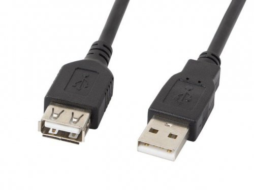 Lanberg Przedłużacz kabla USB 2.0 AM-AF czarny 1.8M