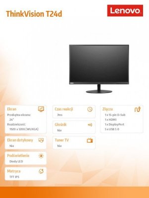 Lenovo Monitor 24 ThinkVision T24d 61B4MAT1EU