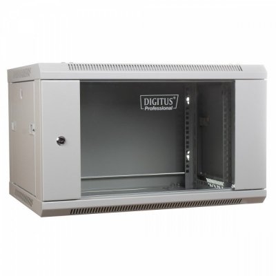 Digitus Szafa wisząca jednosekcyjna 19 cali 6U 368/600/450mm, drzwi szklane, szara (RAL 7035)