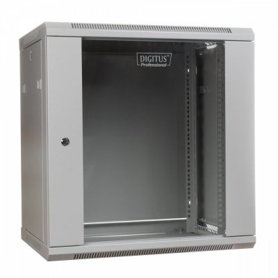 Digitus Szafa wisząca jednosekcyjna 19 cali 12U 635/600/600mm, drzwi szklane, szara (RAL 7035)