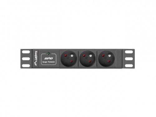 Lanberg Listwa zasilająca Rack PDU 10 cali 1U 3x PL 2m 16A 230V PL czarna