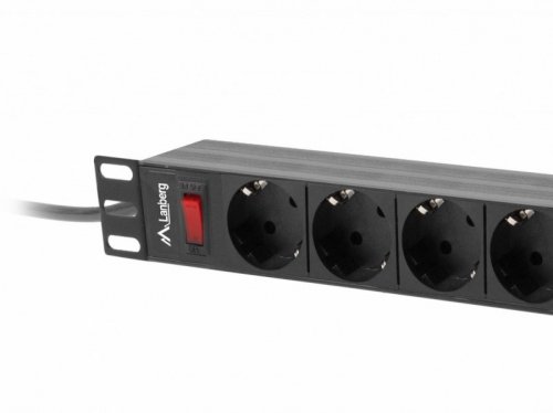 Lanberg Listwa zasilająca Rack PDU 19 cali 1U 16A 9xSchuko 3m Czarna