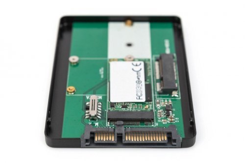 Digitus Adapter na dysk SATA/HDD 2,5 cali M.2 /mSATA SATA 3,6 Gbit/s, zapis do 520 MB/s Aluminiowa