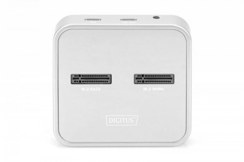 Digitus Stacja dokująca do dysków SSD M.2 NVMe + M.2 SATA z czytnikiem kart SD-Express, USB-C, Srebrna