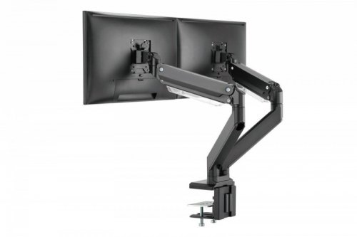 Digitus Ramię biurkowe podwójne z zaciskiem, 2xLCD, max. 35 cali, max. obciążenie 2x15kg, ze sprężyną gazową