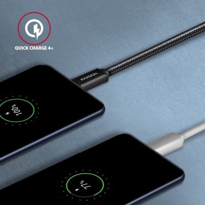 AXAGON Kabel USB-C  USB-C 3.2 Gen 1, 1m, PD 60W 3A, ALU, oplot BUCM3-CM10AB, czarny