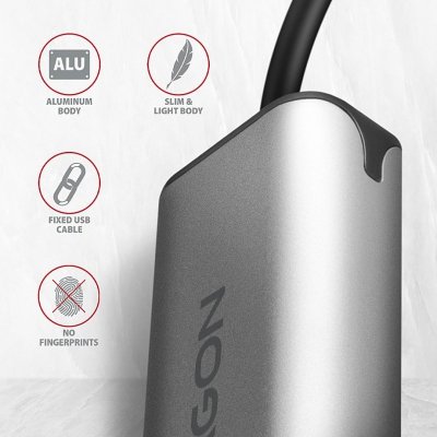 AXAGON Karta sieciowa 2.5 Gigabit Ethernet, Realtek 8156 ADE-25R USB-A 3.2 Gen 1, automatyczna instalacja, szara