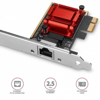 AXAGON Karta sieciowa PCIe PCEE-G25 1x2.5Gigabit Ethernet port  RJ-45 Realtek, PXE, LP