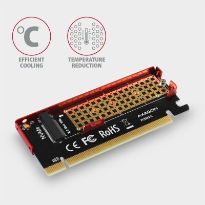 AXAGON Adapter wewnętrzny PCEM2-S, PCIe x16 M.2 NVMe M-key slot aluminiowa osłona