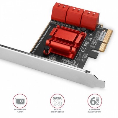 AXAGON PCIe kontroler 6x wewnętrzny port SATA 6G, PCES-SA6, ASM 1166, SP LP