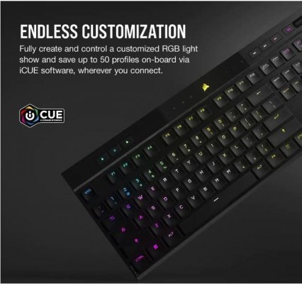 Corsair Klawiatura K100 RGB Air Wireless Ultra Thin Cherry MX