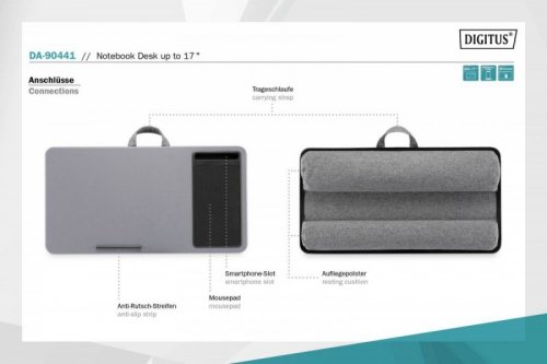 Digitus Podstawka do notebooka z podkładką pod mysz i stojakiem na smartfona