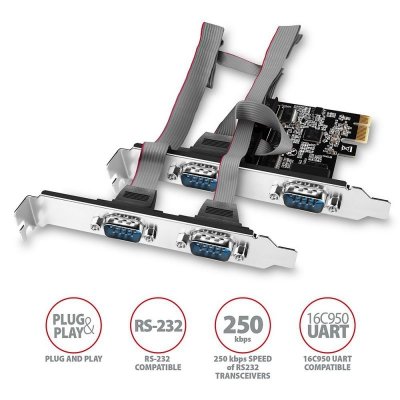 AXAGON PCEA-S4N Kontroler PCIe 4x port szeregowy (RS232) 250 kbps, w zestawie SP & LP