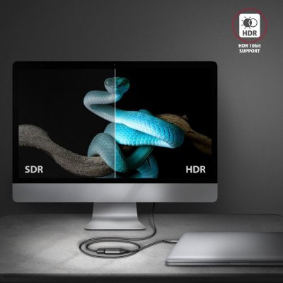 AXAGON Adapter RVC-HI2M  USB-C -&gt; HDMI 2.0 4K/60Hz Aluminum, 25cm kabel