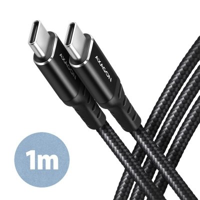 AXAGON Kabel BUCM-CM10AB USB-C  USB-C 2.0, 1m, PD 60W, 3A, ALU, oplot Czarny