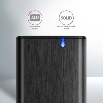 AXAGON EEM2-SB2 Obudowa zewnętrzna aluminiowa bezśrubowa USB-C 3.2 Gen 2 - M.2 NVMe / SATA SSD 30-80mm ALU pudełko czarne + USB-A - USB-C redukcja