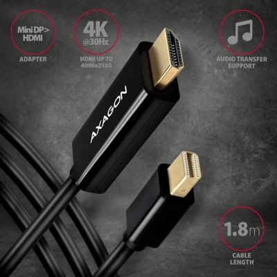 AXAGON Konwerter/kabel aktywny RVDM-HI14C2  Mini DP > HDMI 1.4 kabel 1.8m4K/30Hz