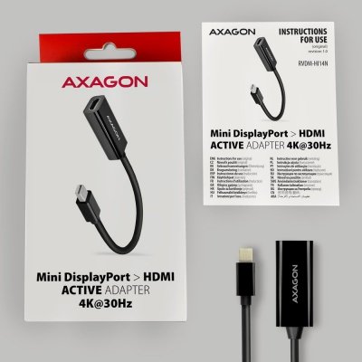 AXAGON Adapter aktywny RVDM-HI14N Mini DP &gt; HDMI 1.4, 4K/30Hz