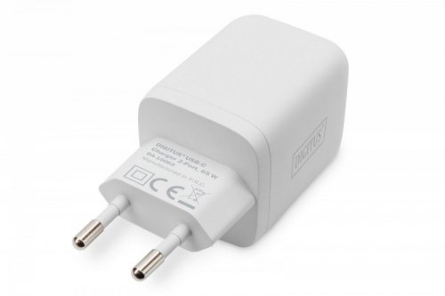 Digitus Ładowarka sieciowa, zasilacz GaN 2x USB-C PD 3.0 max. 65W, Biała
