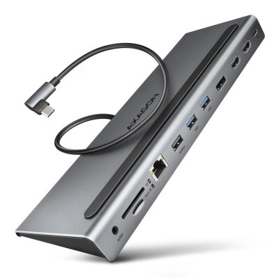 AXAGON HMC-4KX3 Wieloportowy hub USB 5Gbps, 3x USB-A, 2x HDMI + DP + GLAN +  SD/microSD + audio, PD 100W