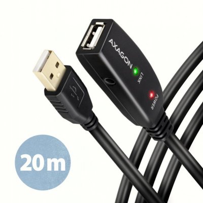 AXAGON ADR-220 USB 2.0 A-M -&gt; A-F aktywny kabel przedłużacz/wzmacniacz 20m