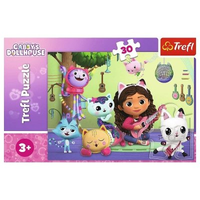 Trefl Puzzle 30 elementów Gabi i jej uroczy domek, Koci Domek Gabi