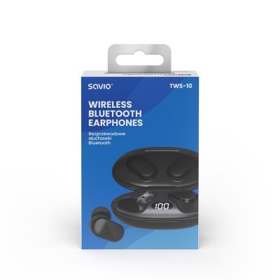 Savio Słuchawki  bezprzewodowe Bluetooth 5.3, IPX4, dotykowe sterowanie, TWS-10