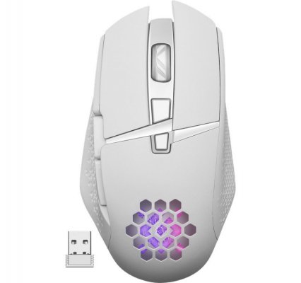 Defender Mysz, myszka  gamingowa bezprzewodowa Glory GM-514 RGB 7P 1200/2400/3200 DPI biała