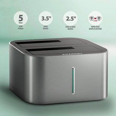 AXAGON ADSA-DC Stacja dokująca USB 3.2 Gen 1 - 2x SATA 6G 2.5 cali/3.5 cali SSD/HDD