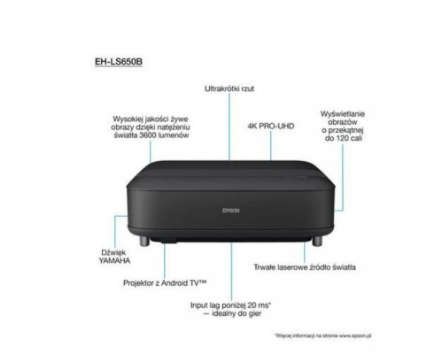 Epson Projektor, rzutnik EH-LS650B 3LCD KD 4K UHD/3600L/2.5m:1/16:9